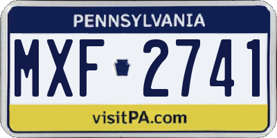 PA license plate MXF2741