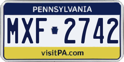 PA license plate MXF2742
