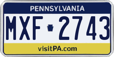 PA license plate MXF2743