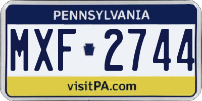 PA license plate MXF2744