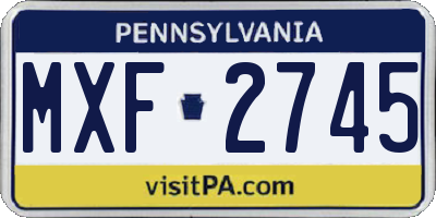PA license plate MXF2745