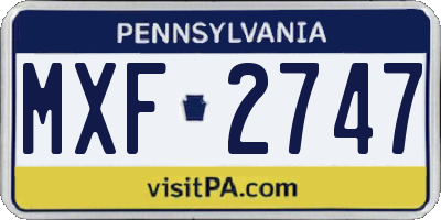 PA license plate MXF2747