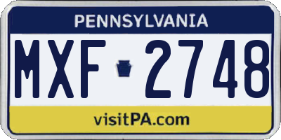PA license plate MXF2748