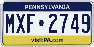 PA license plate MXF2749