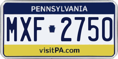 PA license plate MXF2750