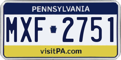 PA license plate MXF2751