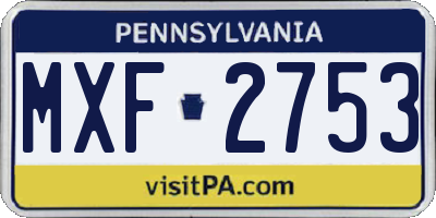 PA license plate MXF2753