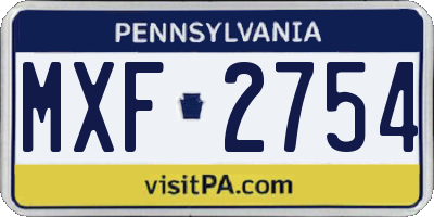 PA license plate MXF2754