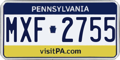PA license plate MXF2755