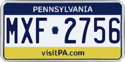 PA license plate MXF2756