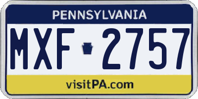 PA license plate MXF2757