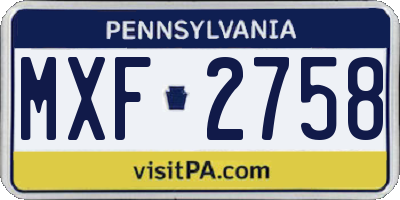 PA license plate MXF2758