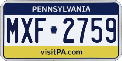 PA license plate MXF2759