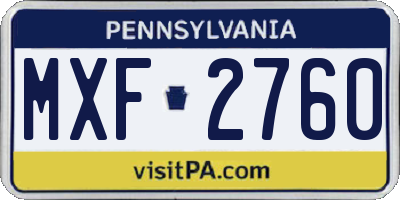 PA license plate MXF2760