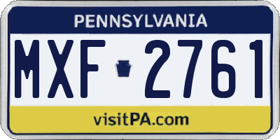 PA license plate MXF2761