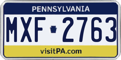 PA license plate MXF2763