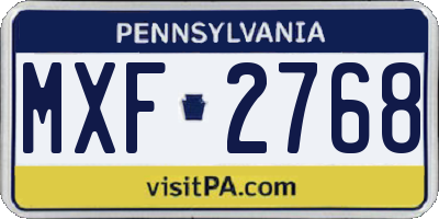 PA license plate MXF2768