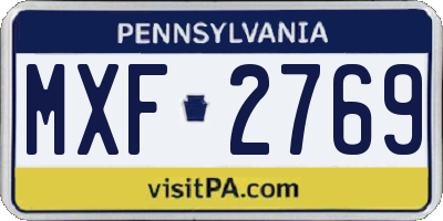 PA license plate MXF2769