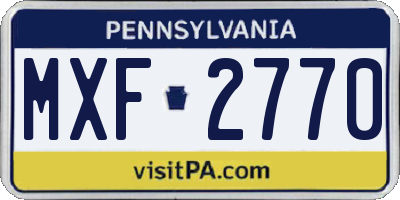 PA license plate MXF2770
