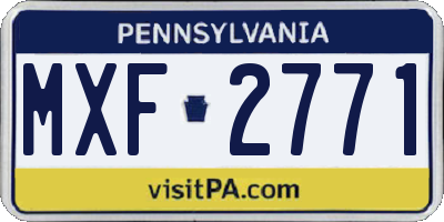 PA license plate MXF2771