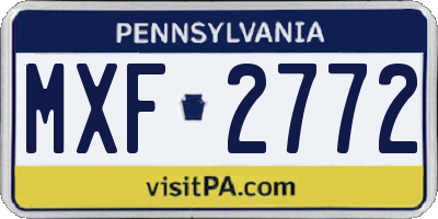 PA license plate MXF2772