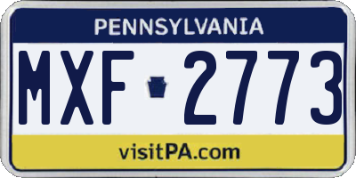 PA license plate MXF2773