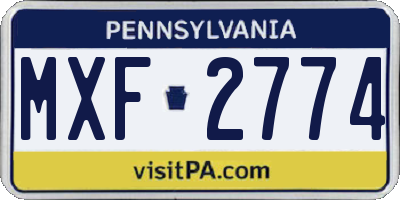 PA license plate MXF2774