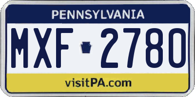 PA license plate MXF2780