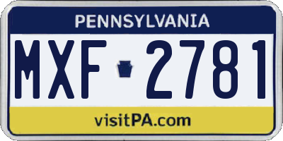 PA license plate MXF2781