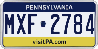PA license plate MXF2784