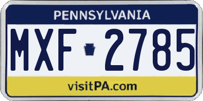 PA license plate MXF2785