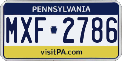 PA license plate MXF2786