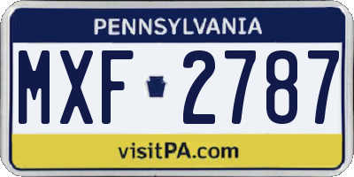 PA license plate MXF2787