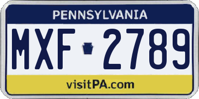 PA license plate MXF2789