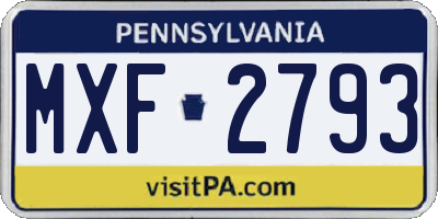 PA license plate MXF2793