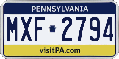 PA license plate MXF2794