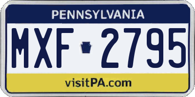 PA license plate MXF2795