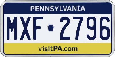 PA license plate MXF2796