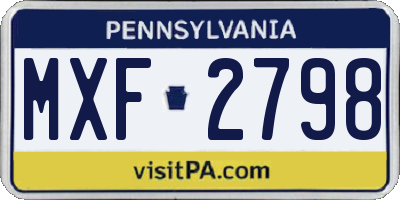 PA license plate MXF2798