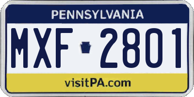 PA license plate MXF2801