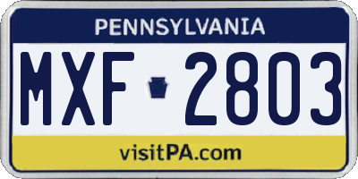 PA license plate MXF2803