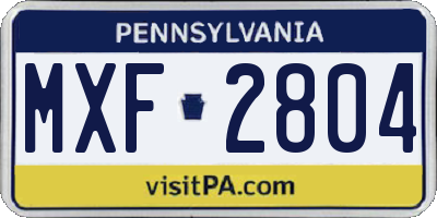 PA license plate MXF2804