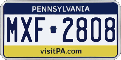 PA license plate MXF2808