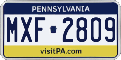 PA license plate MXF2809