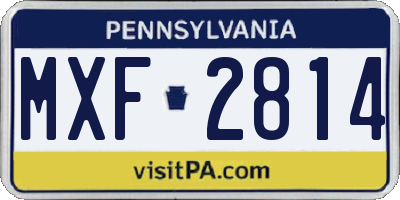 PA license plate MXF2814
