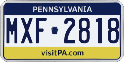 PA license plate MXF2818