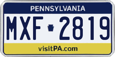 PA license plate MXF2819