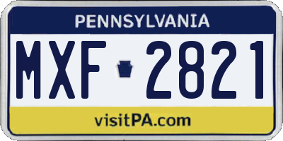 PA license plate MXF2821