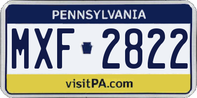 PA license plate MXF2822