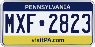 PA license plate MXF2823